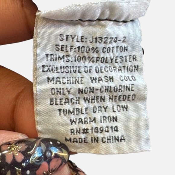 Johnny Was Gracey Trapunto Embroidered Floral Butterfly Boho Black Tee (Size M) - Picture 10 of 12